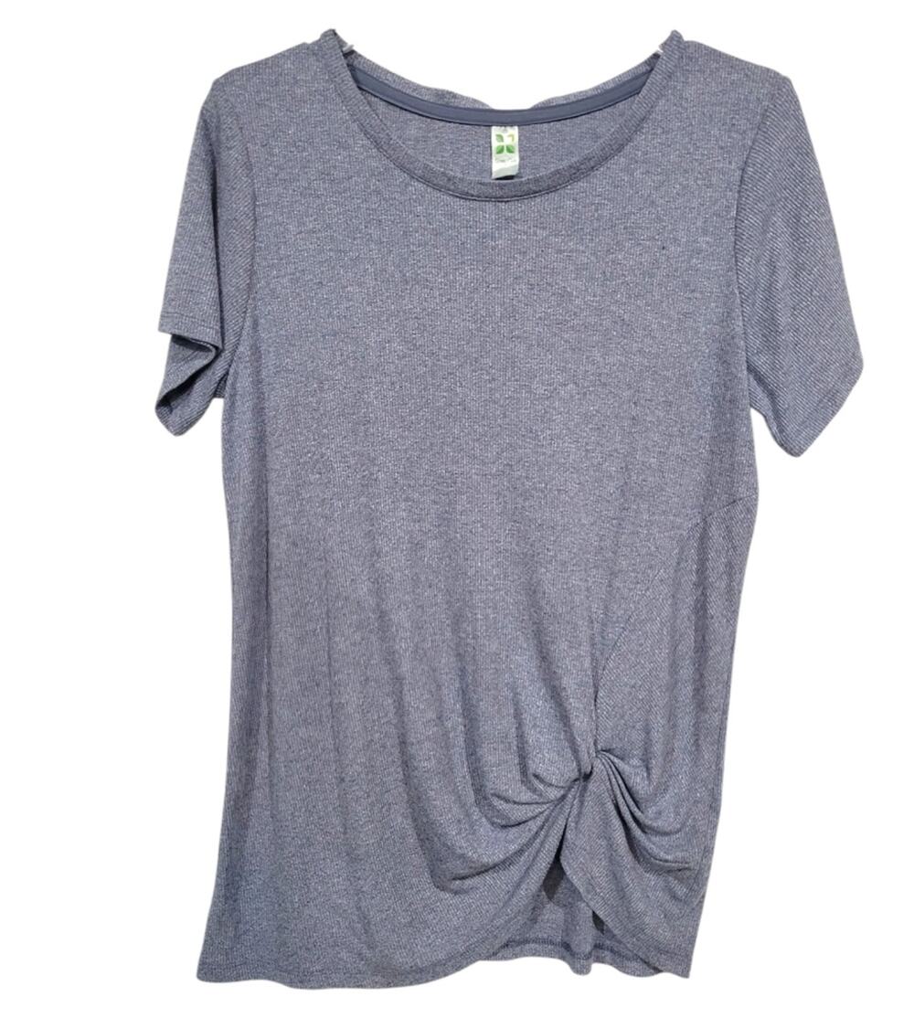 GreenTea WMS SZ L T Shirt Tee Blue Knot Front Lightweight Casual Short Sleeve